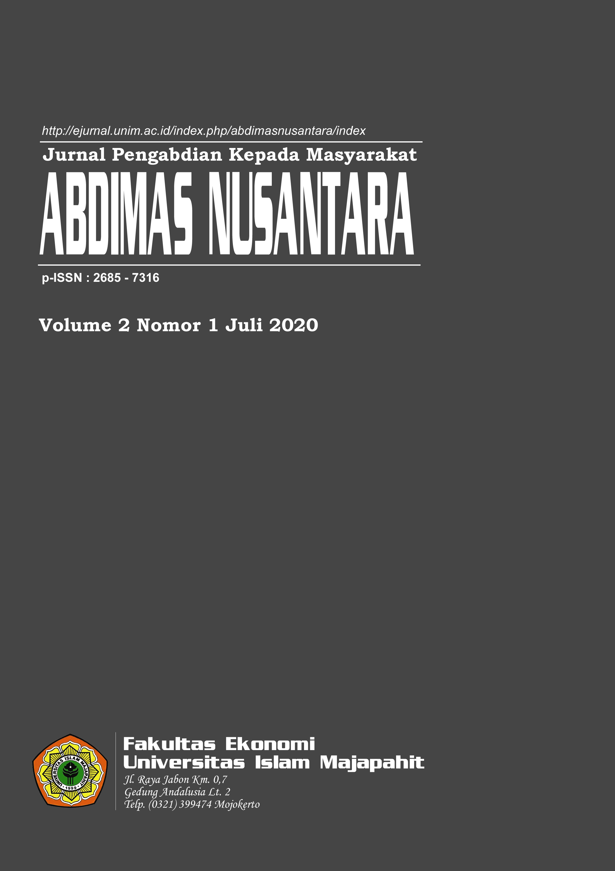 					View Vol. 2 No. 1 (2020): ABDIMAS NUSANTARA : (Juli)
				